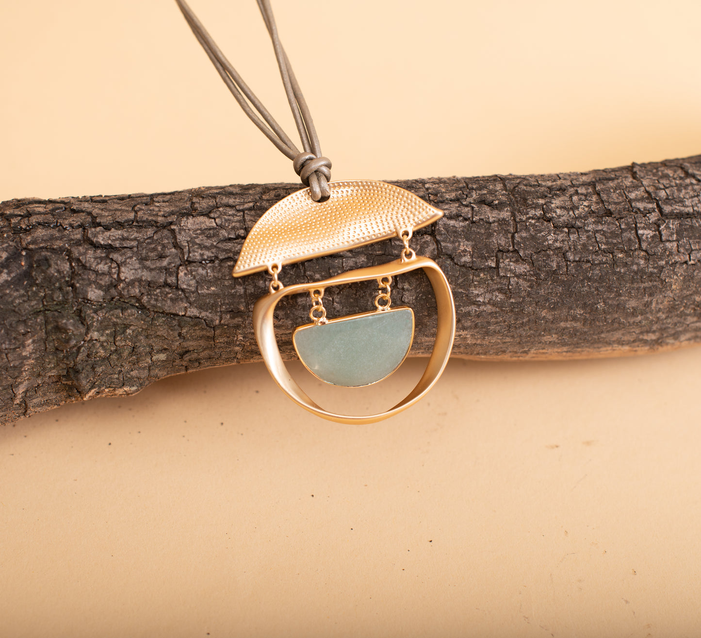 Om Green Stone Necklace