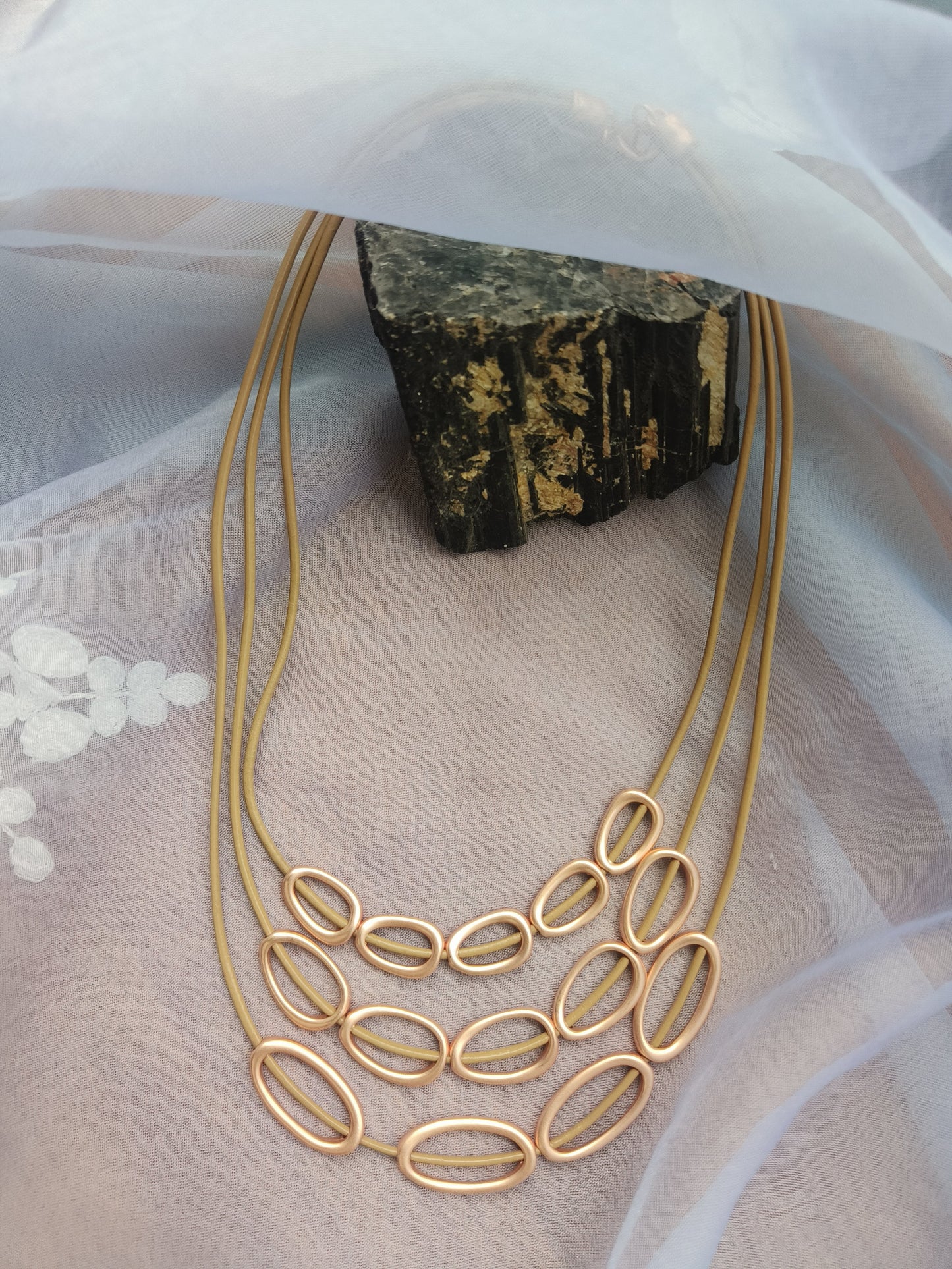 Golden Ovo Leather Necklace