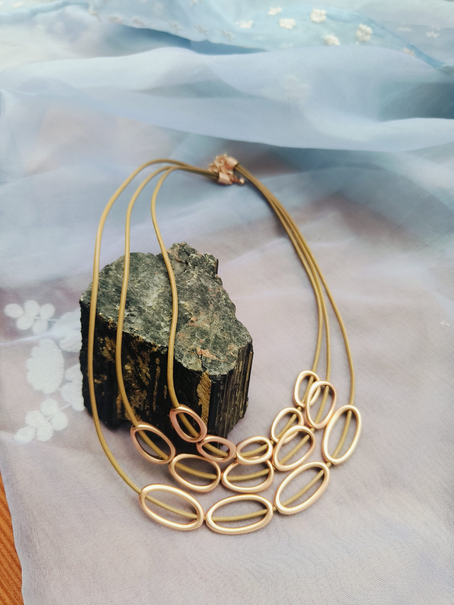 Golden Ovo Leather Necklace