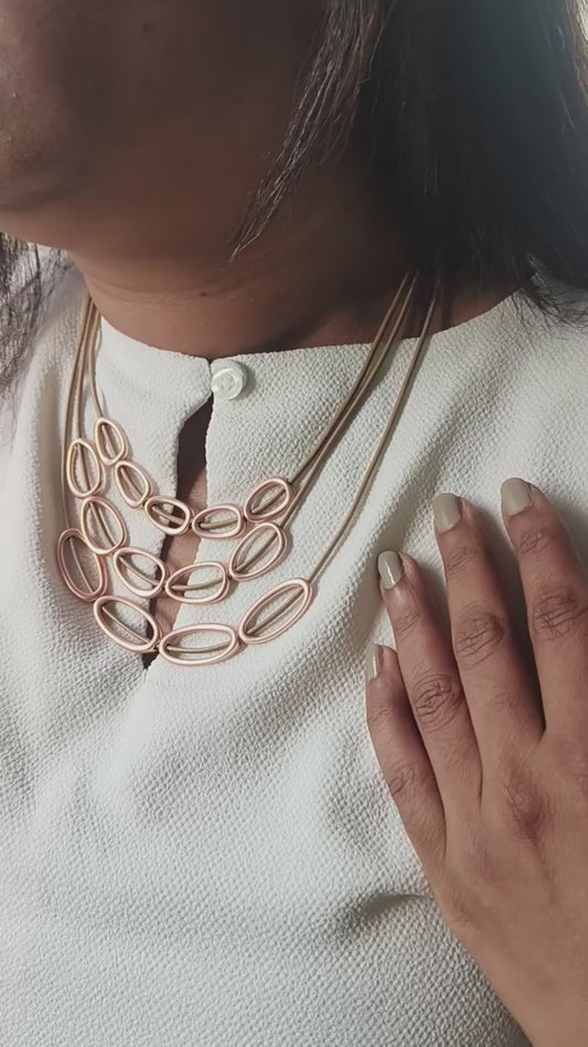 Golden Ovo Leather Necklace