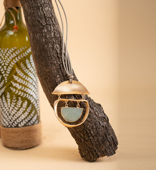 Om Green Stone Necklace