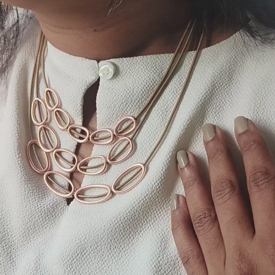 Golden Ovo Leather Necklace